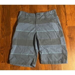 Calvin Klein Jeans Boys Striped Shorts Blue Grey Size 18 Flat Front Casual